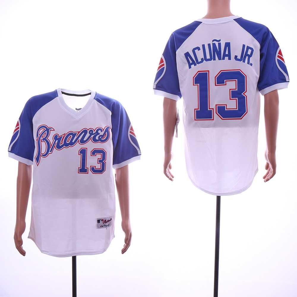Braves 13 Ronald Acuna Jr. White Throwback Jersey Sguo,We sell and wholesale Braves 13 Ronald Acuna Jr. White Throwback Jersey Sguo on line form chian!